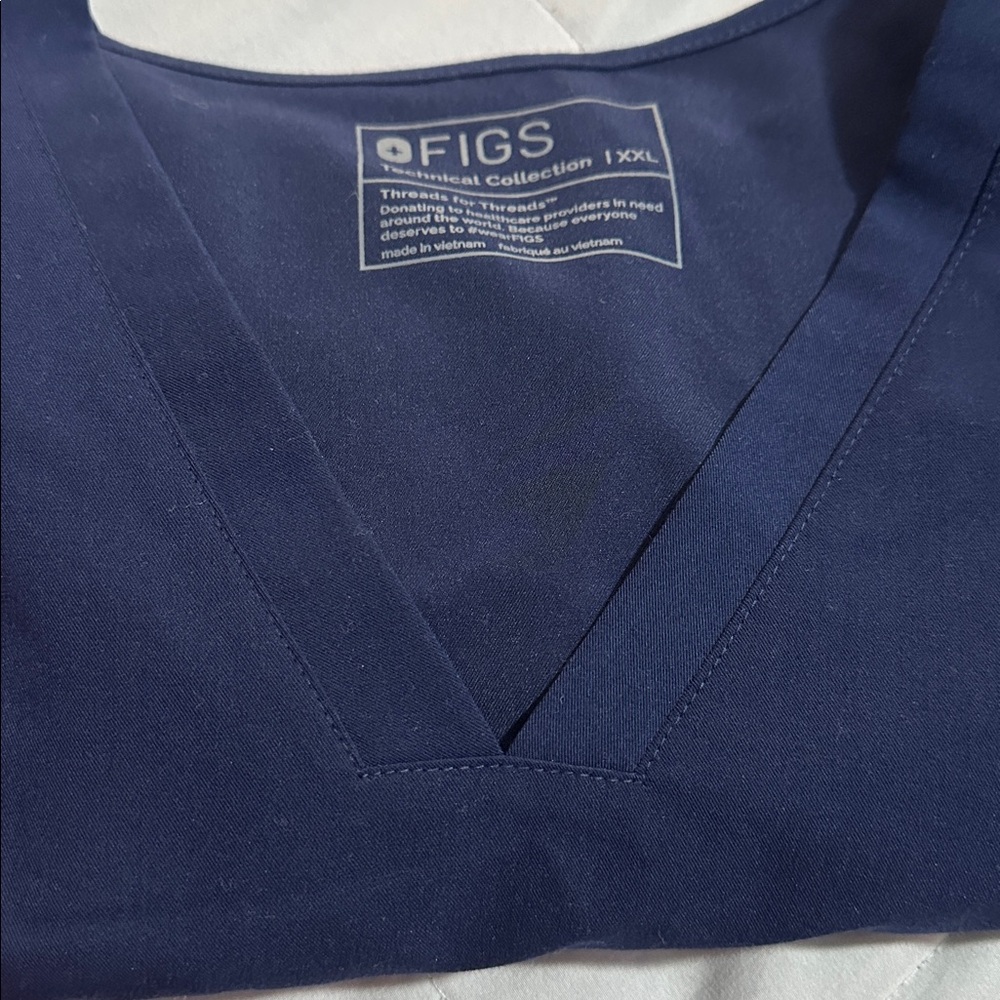 FIGS Deep Blue V-Neck Scrub Top - Picture 5 of 5